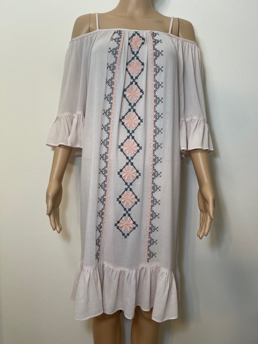 NWT Peach Embroidered Beachy Dress or Cover-Up